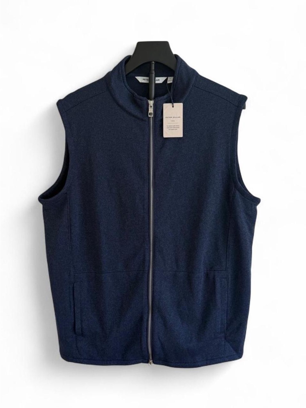 NWT Peter Millar Men’s Blue Full Zip Vest w/ Pockets Stand-Up Collar L